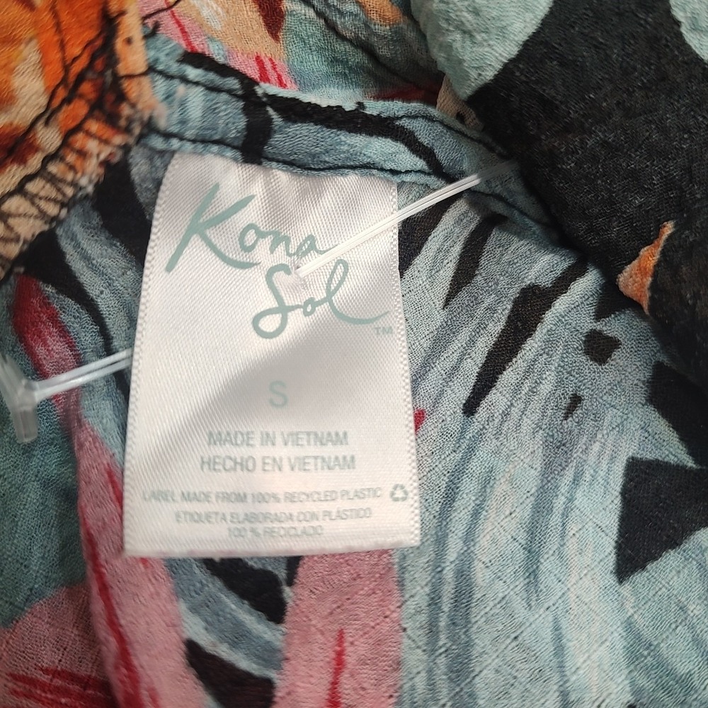 Kona Sol Women's Black Sheer Floral Print Cover-Up Sz Small Vacation Cruise Pool - Picture 5 of 7